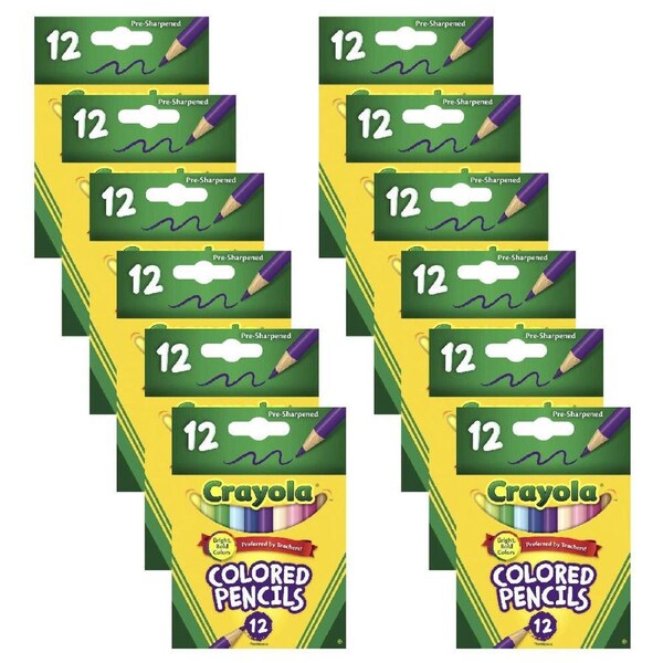 144pc Crayola 3.3mm Half Size Coloured Pencils Draw/Colouring Arts Kids 3y+