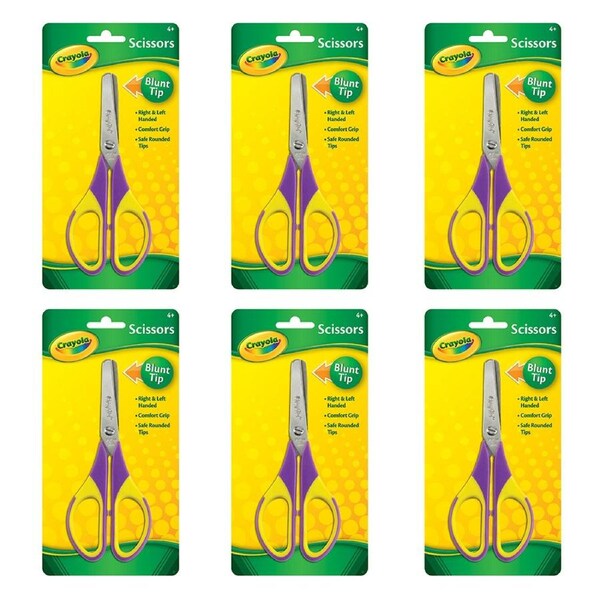 6x Crayola Blunt Tip Cutting Scissors Art Supply Kids/Children 4y+ Assorted
