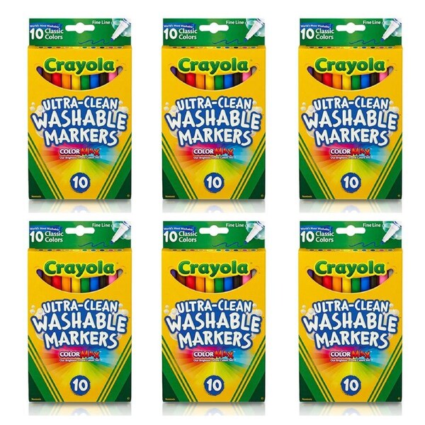 60pc Crayola Ultra-Clean Washable Coloured Non Toxic Markers Kids/Children 3y+