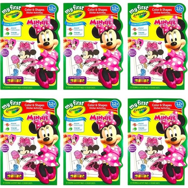 6x Crayola Kids/Childrens Creative Disney Minnie Mouse Color/Sticker Book 12m+