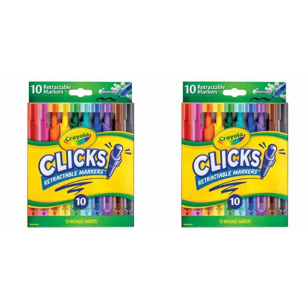 20pc Crayola Clicks Retractable Washable Non Toxic Coloured Markers Art Kids 8y+