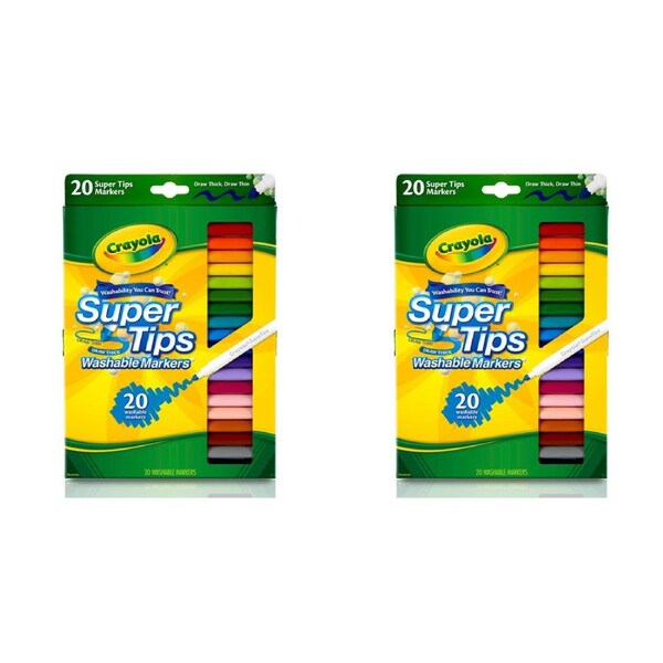 40pc Crayola Super Tips Washable Coloured Non Toxic Markers Art Crafts Kids 3y+