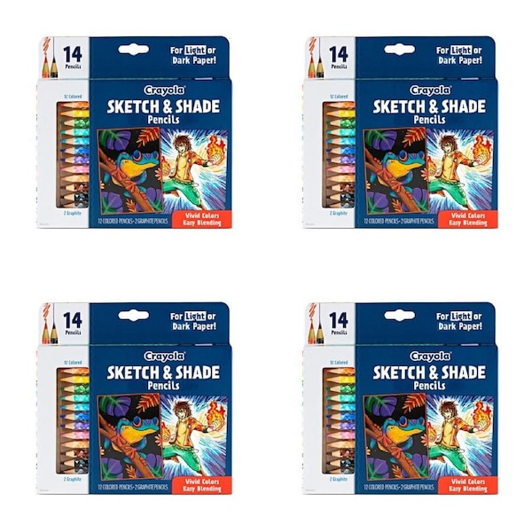 56pc Crayola Kids/Childrens Creative Art Sketch & Shade Colouring Pencils 96m+