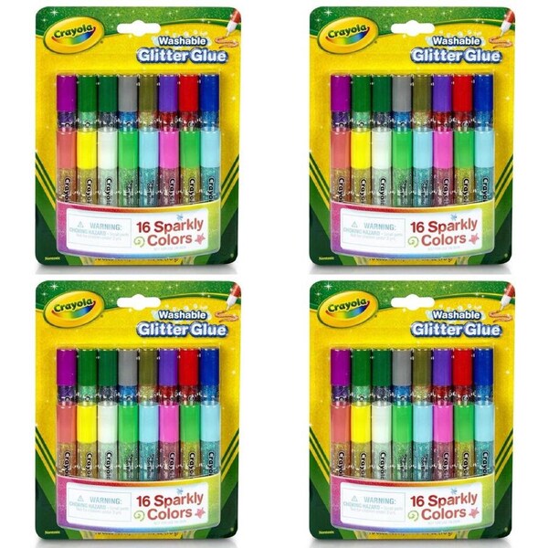 64pc Crayola Washable Glitter Glue Sparkly Colour Tubes Art/Craft Kids 3y+