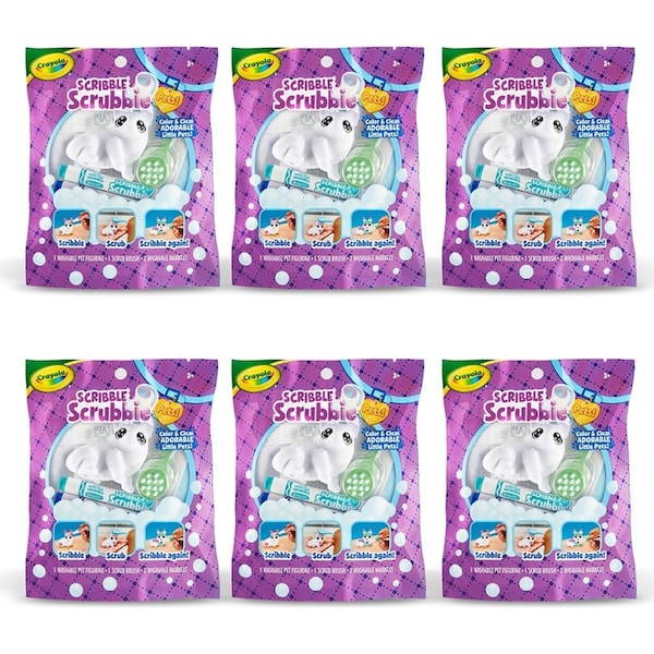 6x Crayola Scribble Scrubbies Pets Refresh Kids/Children Art/Craft Toy Assorted