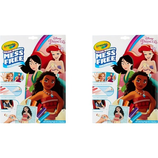 2x Crayola Colour Wonder Mess Free Colouring Pages w/ Marker Disney Princess 3y+