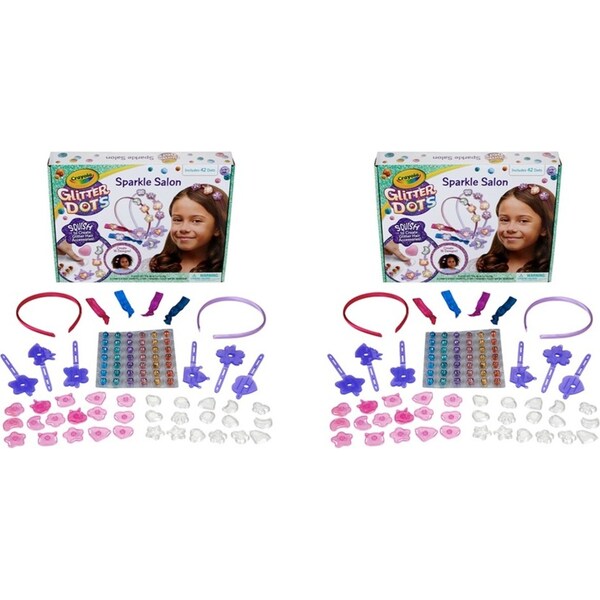 2x Crayola Glitter Colourful Dots Sparkle Salon Kit Craft Charms/Beads Kids 6y+