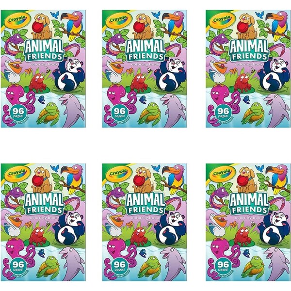 6x 96 Pages Crayola Colouring Book Animal Friends Activity Picture Book Kids 3y+