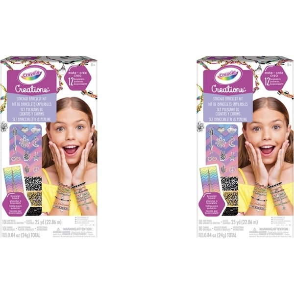 2x Crayola Kids/Childrens Creations Stacked DIY Craft Bracelet Making Kit 96m+