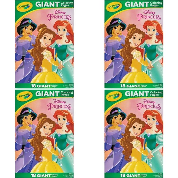 4x Crayola Giant 18pg Disney Princess Colouring Pages Foldalope Kids/Child 3y+