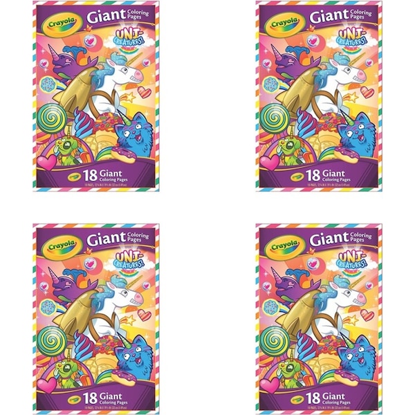 4x Crayola Giant 18pg Colouring Pages Foldalope Uni Creatures Kids/Children 3y+