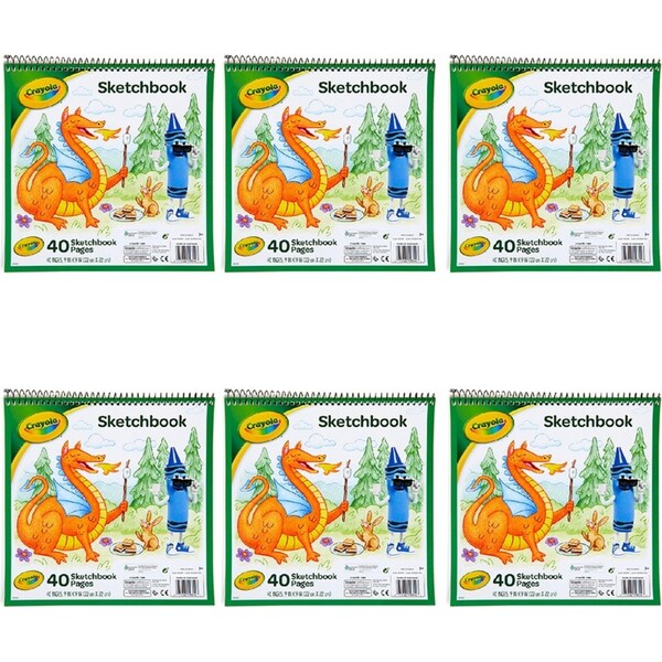 6x Crayola 22cm 40 Page Kids/Childrens Sketchbook Drawing Paper White 36m+