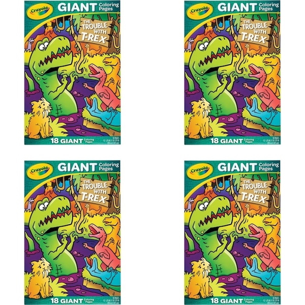 4x Crayola Creative Giant Colouring Page Foldalope T-Rex The Trouble with T-Rex