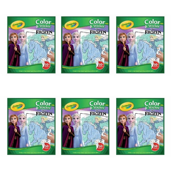 6x Crayola 32pg Colour & Sticker Book Disney Frozen Kids/Children Book 3+