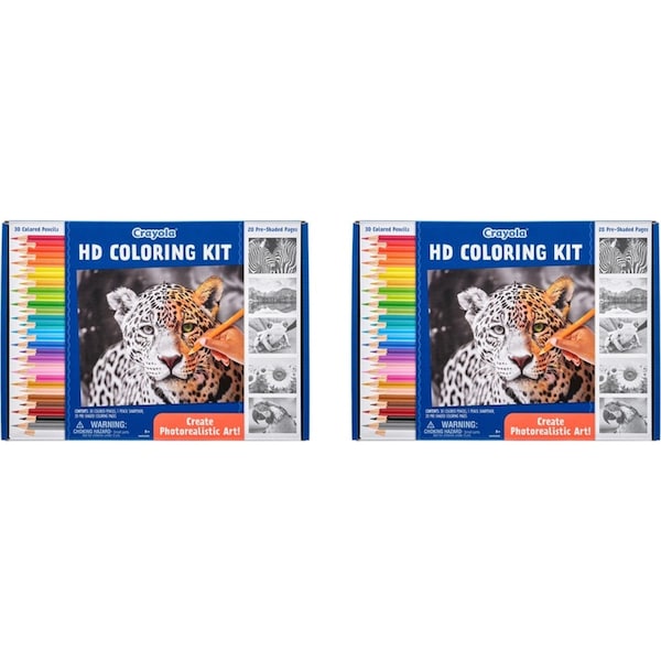 2x Crayola HD Coloring Kids/Childrens Pencils/Colouring Paper Art/Craft Kit 8y+