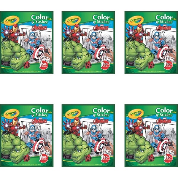 6x Crayola 32pg Colour & Sticker Disney Marvel Avengers Kids Drawing Book 3y+