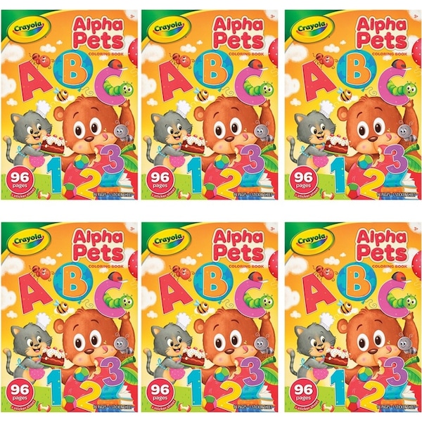 6x Crayola Kids/Childrens Creative Art 96 Page Alpha Pets Coloring Book 36m+