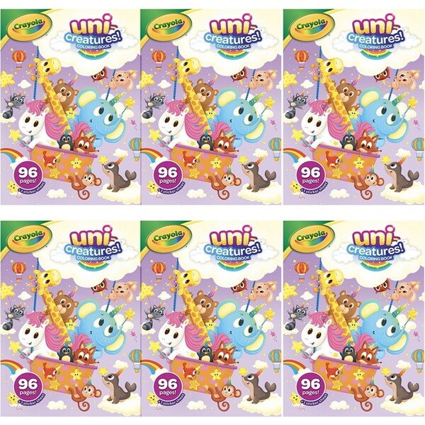 6x 96 Pages Crayola Colouring Book Uni-Creatures Activity Picture Book Kids 3y+
