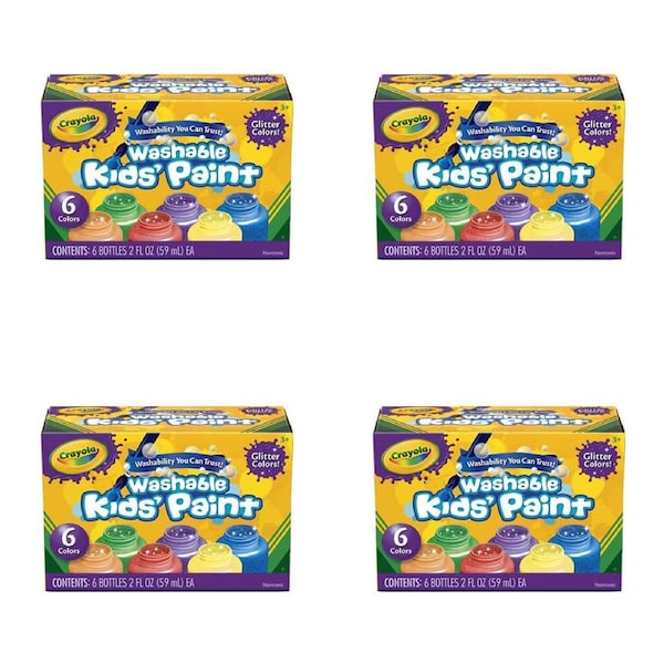 24pc Crayola Non-Toxic 59ml Washable Arts Colours Paint For Kids 3+ Glitter