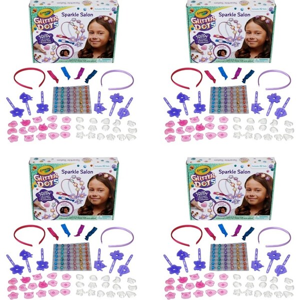 4x Crayola Glitter Colourful Dots Sparkle Salon Kit Craft Charms/Beads Kids 6y+
