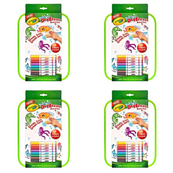 4x Crayola Kids/Childrens Creative Drawing Whiteboard w/8 Washable Markers 36m+