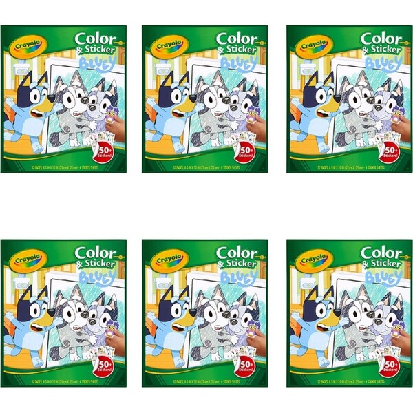 6x 32pg Crayola Bluey Colour/Sticker Learning Activity Picture Book Children 3y+