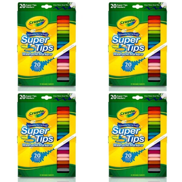 80pc Crayola Super Tips Washable Coloured Non Toxic Markers Art Crafts Kids 3y+