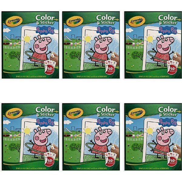 6x 32pg Crayola Peppa Pig Colour Sticker Activity Picture Book Kids/Children 3y+