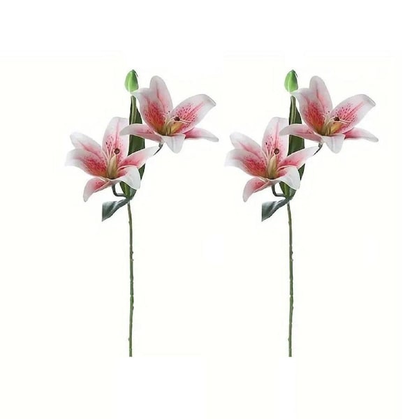 2PCS Artificial Lily Flowers Wedding Home Decor Fake Wild Lily Floral Stems