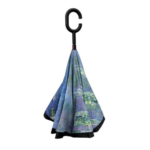 Artico Inverted Reverse Umbrella Windproof Double Layer C-Handle Monet Water Lilies BH57