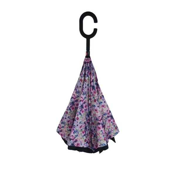 Artico Inverted Reverse Umbrella Windproof Double Layer C-Handle Bluhen Peony Rose BH46