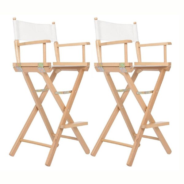 2X Director Movie Folding Tall Chair 76cm Beech WOOD HUMOR