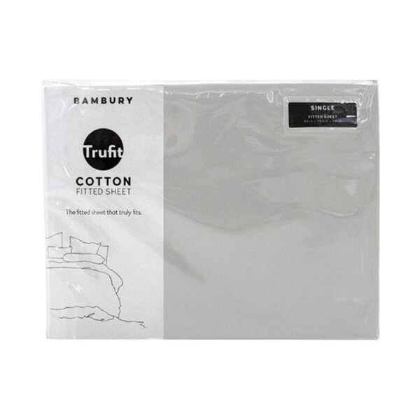 Bambury Tru Fit Fitted Sheet Silver Single