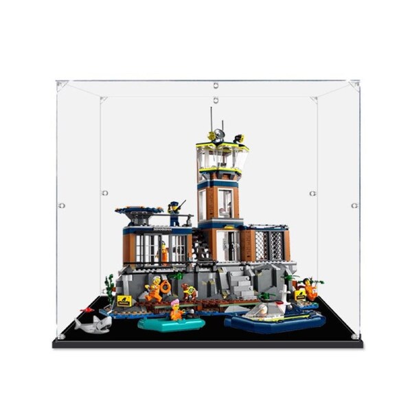 Acrylic Display Case for LEGO 60419 City Police Prison Island Figure Storage Box Dust Proof Glue Free