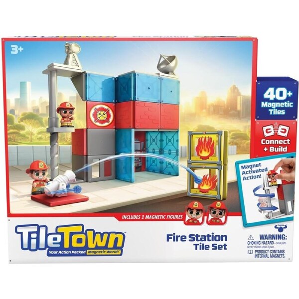 Tile Town Fire Station Magnetic Tiles Playset