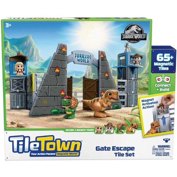 Tile Town Jurassic World Dino Escape Magnetic Tiles Playset