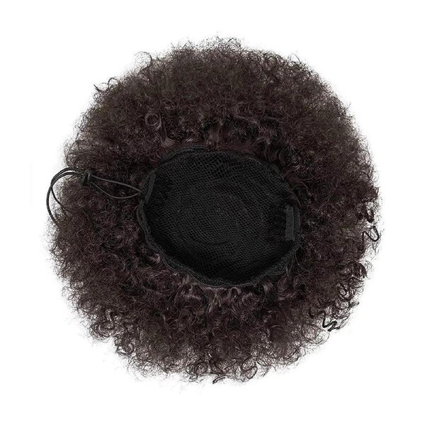 8 Inch Afro Wig Curly Ponytail Hairpiece Natural Puff Bun Hair Extension Black