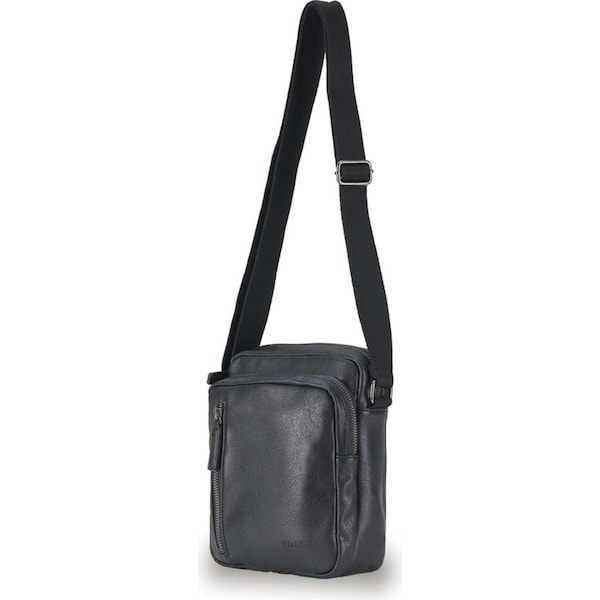 Tosca Vegan Leather Mens Fashion Shoulder Bag Adjustable Strap 25x6cm Black