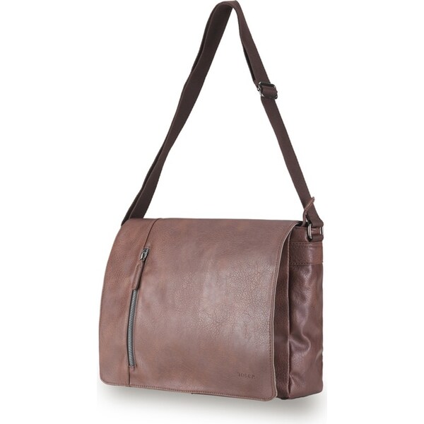 Tosca Vegan Leather Satchel Mens Fashion/Travel Work Shoulder Bag Chocolate