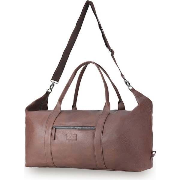 Tosca Vegan Leather Duffle Travel Carry All Bag w/ Removeable Strap Chocolate