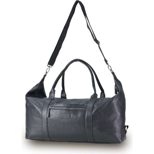 Tosca Vegan Leather Duffle Travel Carry All Bag w/ Removeable Strap Black