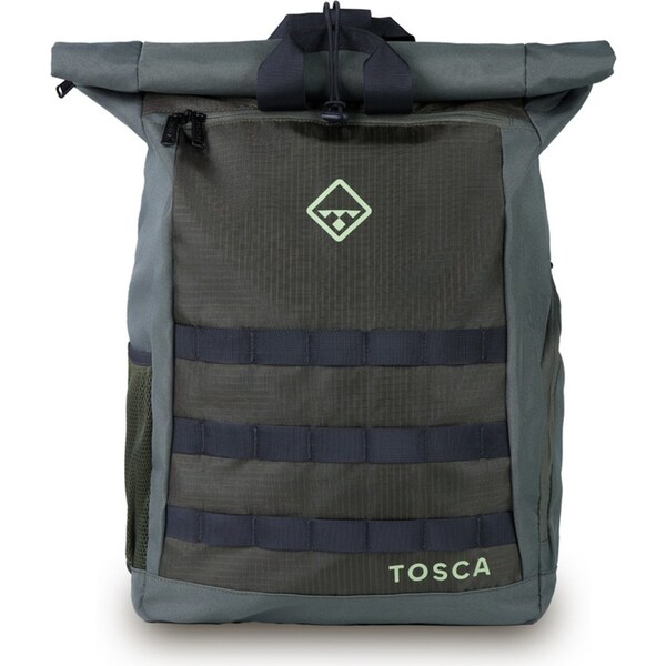 Tosca Roll Top Backpack Rucksack Outdoor Travel Bag Adjustable Strap Khaki