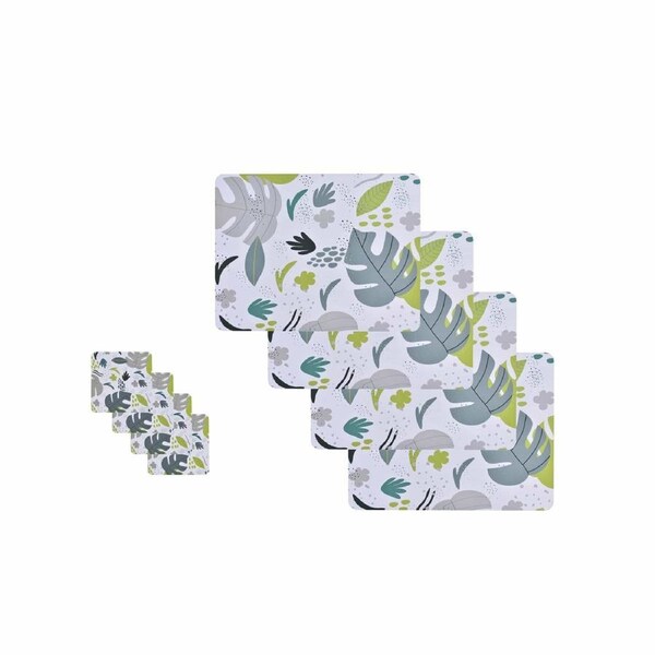 8 Pcs Clevinger MDF Placemats and Coasters Monstera