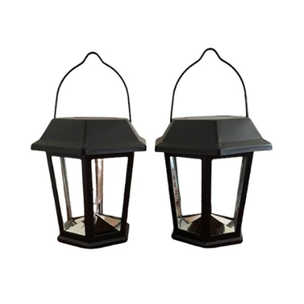 Litogo [2 Pack] Solar Lights Outdoor Waterproof, Metal Solar Lanterns Wall Light - Black