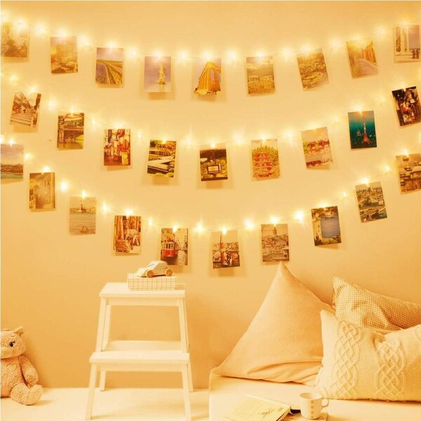 Litogo 50 LED Photo Clip String Lights, 5M Photo Peg Fairy Lights with 30 Clips