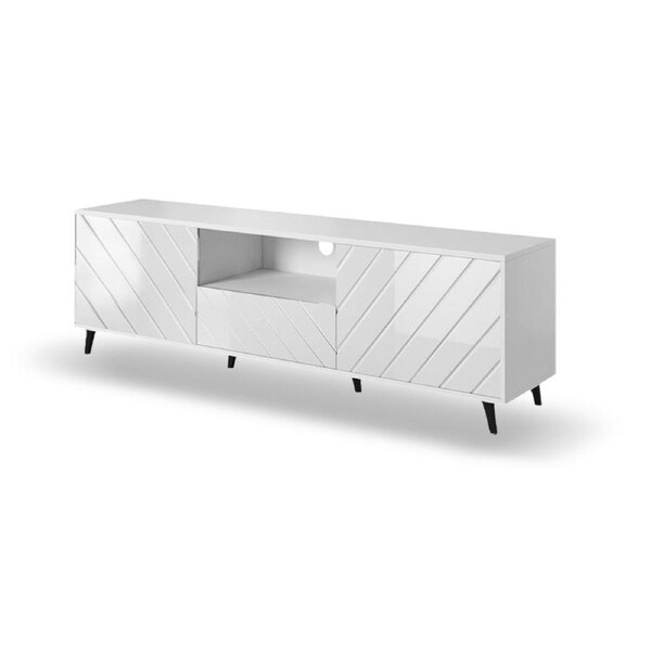 Foret High Gloss 180cm TV Cabinet Entertainment Unit Stand White Storage Drawers LED Light