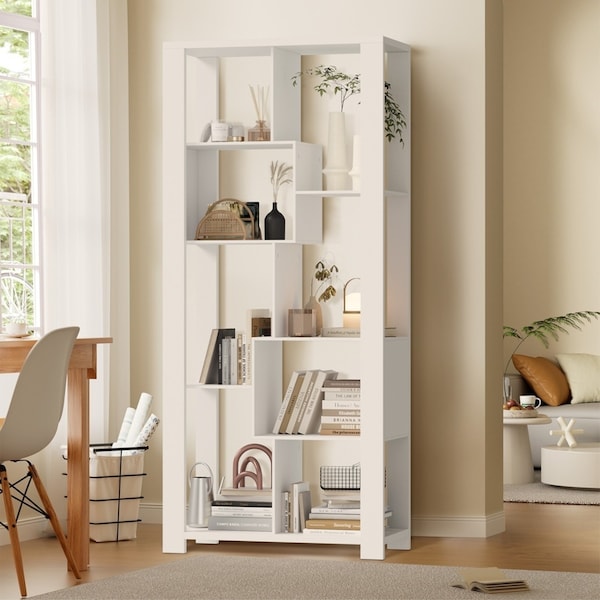 Oikiture Bookshelf Bookcase Display Shelf Storage Rack Stand Organiser Home Office White
