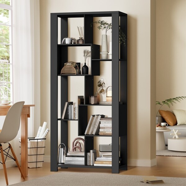 Oikiture Bookshelf Bookcase Display Shelf Storage Rack Stand Organiser Home Office Black