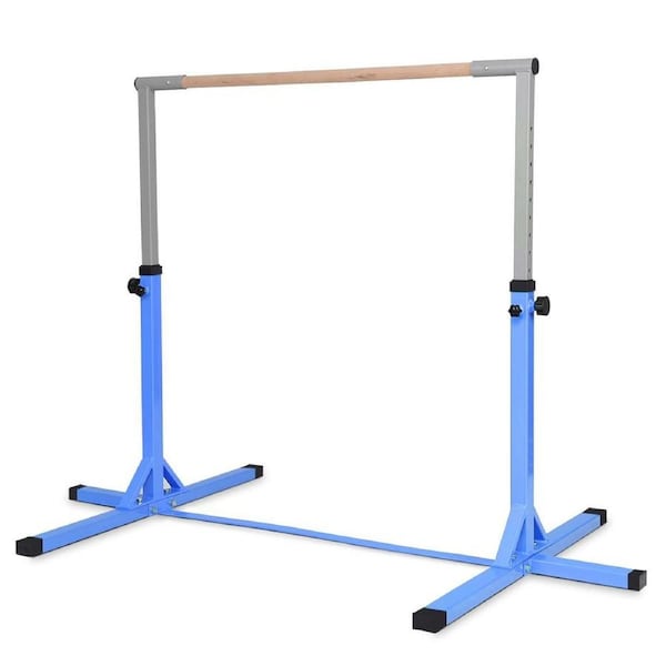 Babyjoy Kids Training Bar Height-adjustable Gymnastics Bar Pull Up Sports Equipment Horizontal Bar Blue