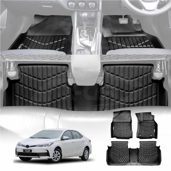 3D Floor Mats for Toyota Corolla Sedan 2013-2019 Heavy Duty All Weather Car Mats Carpet Liner Set